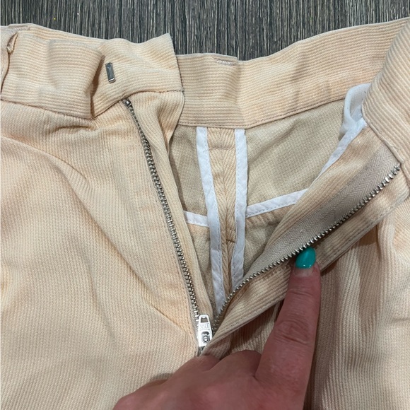 Assembly Womens Wide Leg Corduroy Pants High Rise Raw Hem Rayon Cream Size XS - Picture 6 of 12